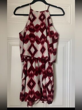 “The Impeccable Pig” Burgundy and White Romper Size M